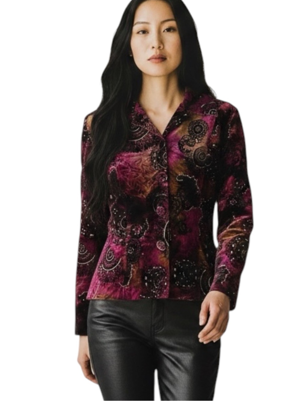 Chico’s Burgundy Mustard Velvet WhimsiGoth Boho Jacket NWOT Size 8 FairyCore